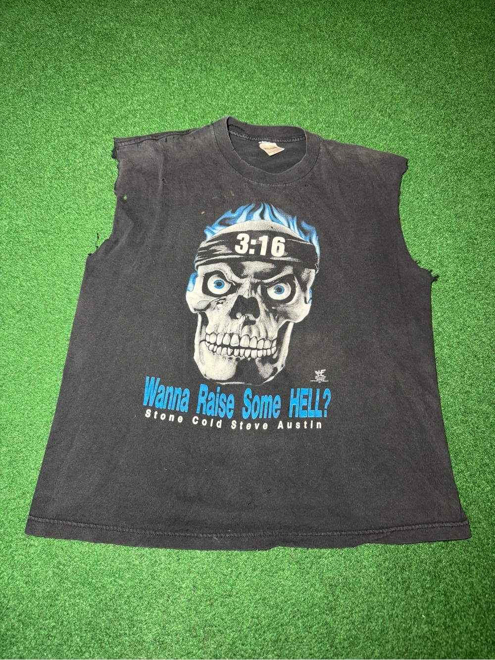 Vintage 90s WWF Stone Cold Steve Austin Wrestling T-shirt, Cutoff Sleeveless XL